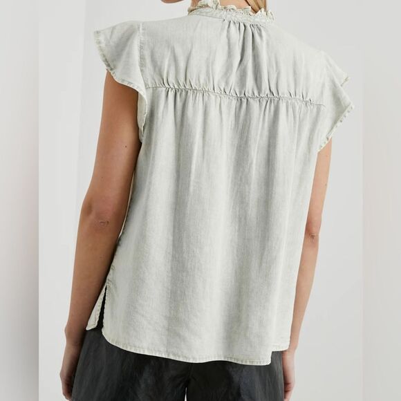 Rails Light Gray Ruffle Sleeve Top - Picture 7 of 14